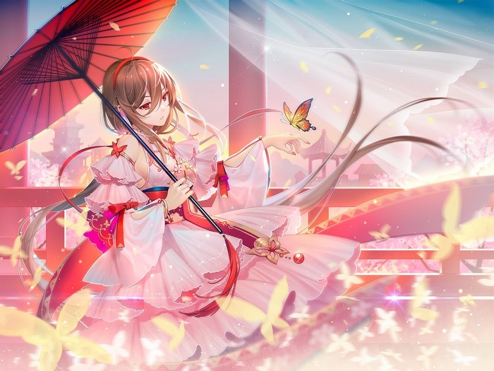 Yuezheng Ling from Vocaloid China with umbrella and butterfly