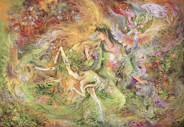 Fantasy Art of Men and Women with Deer in Iran