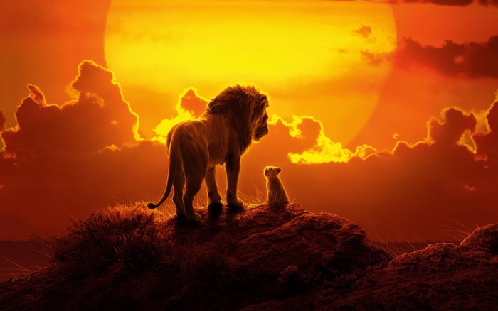 The Lion King Lion and Cub at Sunset
