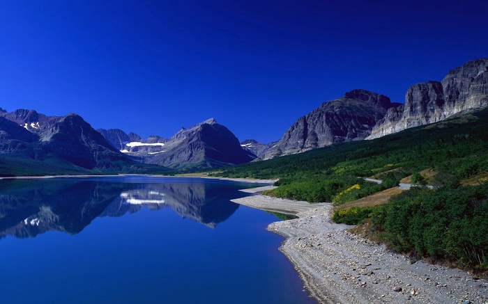 Lake and Mountains in Glacier National Park