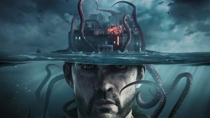 The Sinking City video game art with tentacles and island