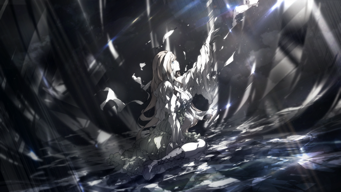 Fantasy girl with white dress and wings
