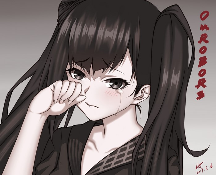 Anime girl crying with dark hair