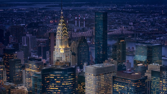 Chrysler Building and New York City skyline at night