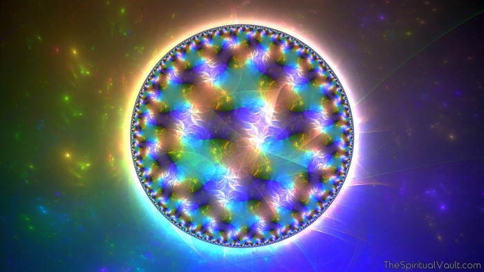 Colorful fractal circle with abstract background