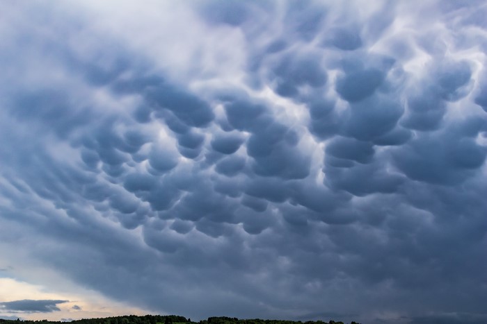 Mammatus clouds in the sky