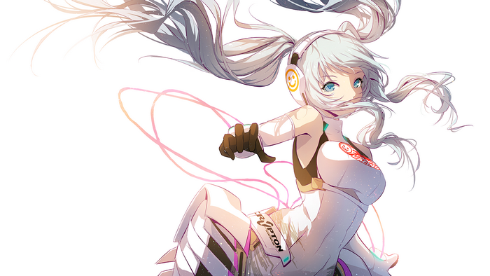 Anime girl with white hair and headphones
