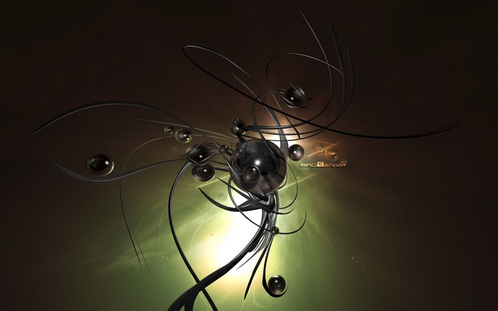 3D abstract art with spheres and curves