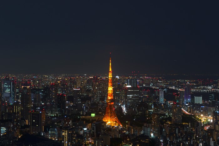 4K, cityscape, lights, Asia, Tokyo Tower, night sky, Tokyo, city, HD ...