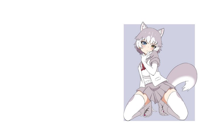 Anime girl with wolf ears and heterochromia