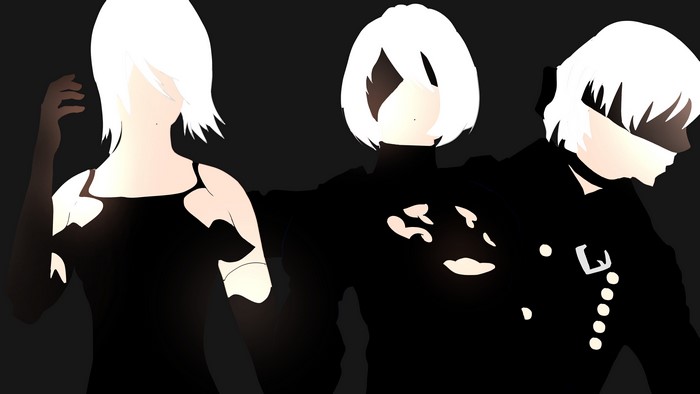 Minimalist Nier: Automata 2B, A2, and 9S