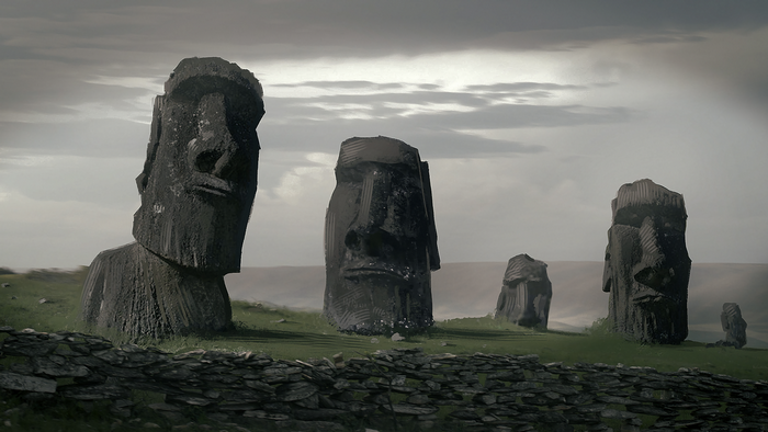 Moai statues on Easter Island by Luciano Neves