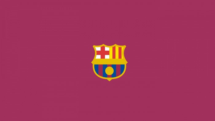 FC Barcelona logo on a pink background