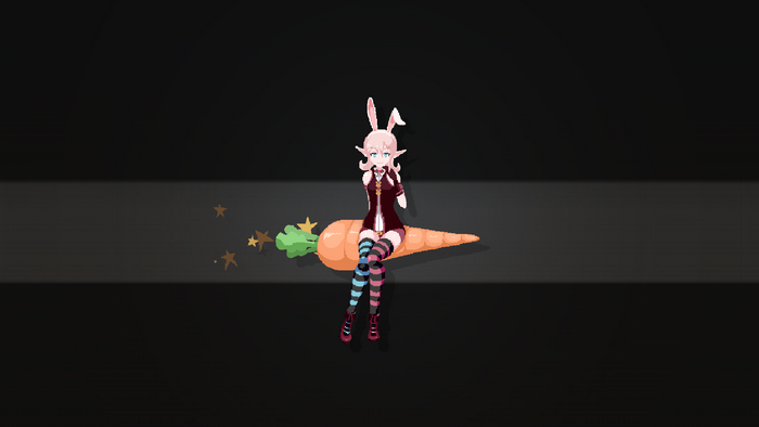 Pixel art bunny girl sitting on a carrot