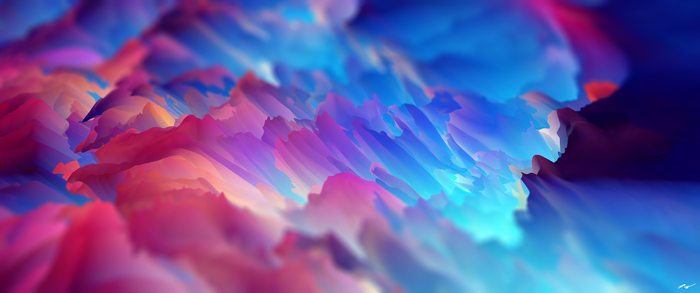 Abstract 3D Landscape with Pink and Blue Hues