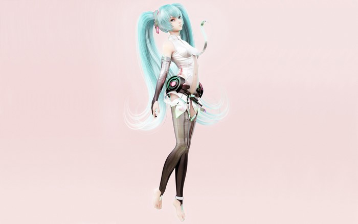 Hatsune Miku with blue twintails