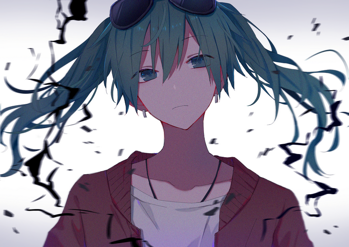 Hatsune Miku with blue eyes and shades