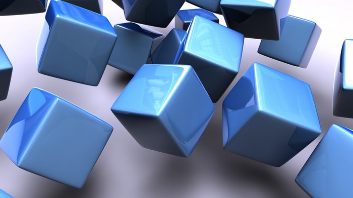 Blue 3D Cubes Rendered in Abstract Composition