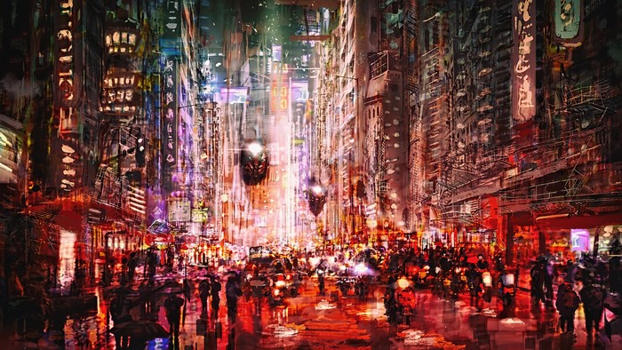 4K Cyberpunk Futuristic Cityscape Artwork