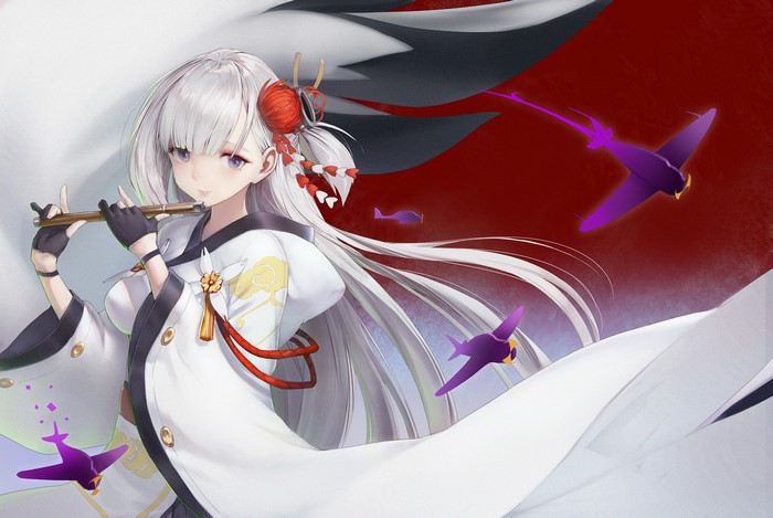 Shoukaku from Azur Lane playing a flute
