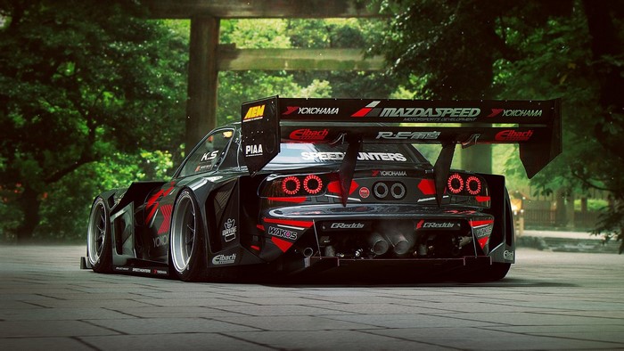 Black Mazda RX-7 FD Sports Car Tuning