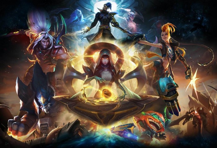 League of Legends characters in a cosmic setting