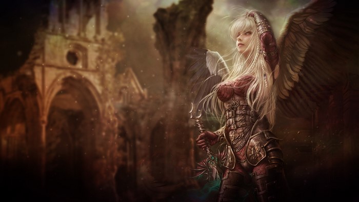 Fantasy Blonde Warrior with Wings Artwork