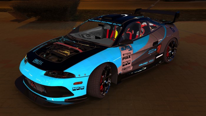 Mitsubishi Eclipse Elite race car with racing decals