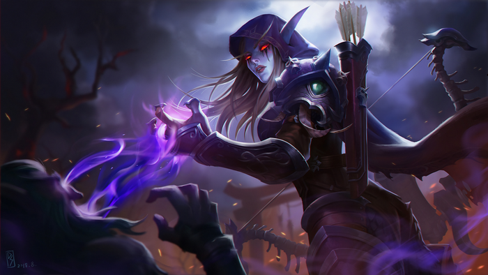 Sylvanas Windrunner from World of Warcraft casting magic
