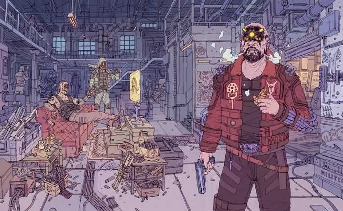 Cyberpunk 2077 artwork of a futuristic industrial interior