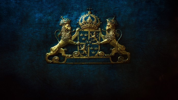 Coat of Arms of Sweden with Lions and Crown