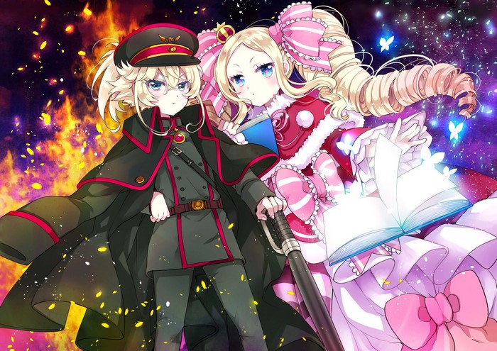Tanya Degurechaff and Beatrice from Isekai Quartet