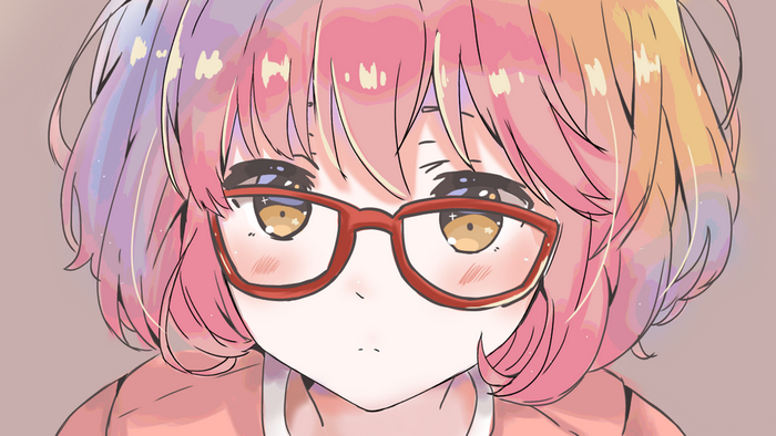 Kuriyama Mirai from Kyoukai no Kanata wearing glasses