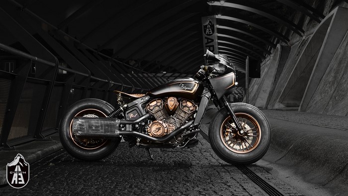 Custom Indian Motorcycle with Bronze Accents