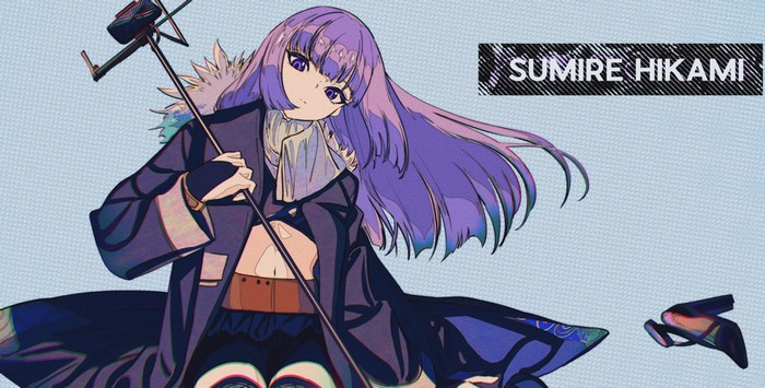 Sumire Hikami anime girl with staff