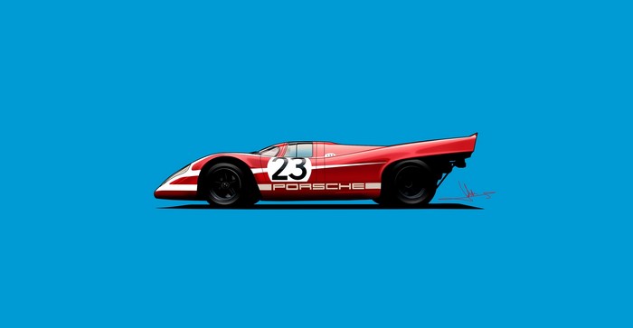 Red Porsche 917k race car with number 23