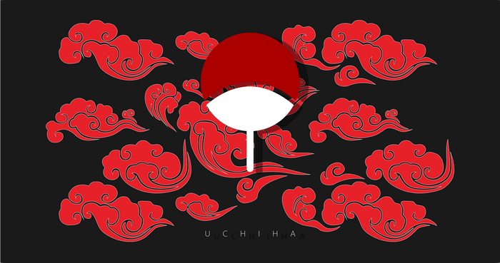 4K Red Clouds and Uchiha Clan Crest Naruto