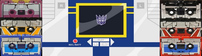 Transformers G1 Cassette Bots with Decepticon screen