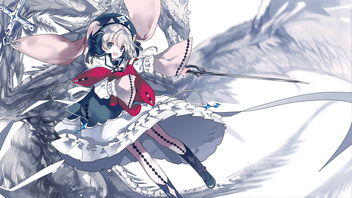 Anime girl with sword and dragon wings