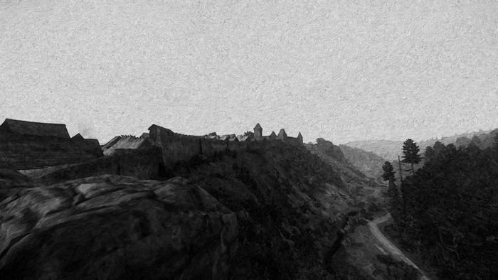 Kingdom Come: Deliverance screenshot of a castle on a mountain