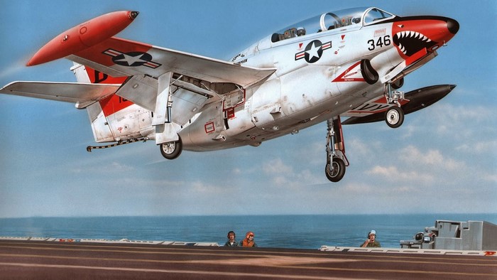 North American T-2 Buckeye aircraft on aircraft carrier