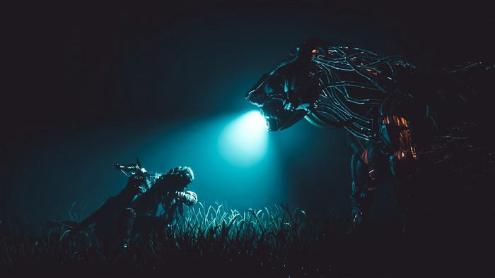 Machine from Horizon Zero Dawn in a dark field