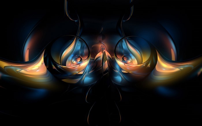 Abstract 3D Art with Blue and Orange Swirls