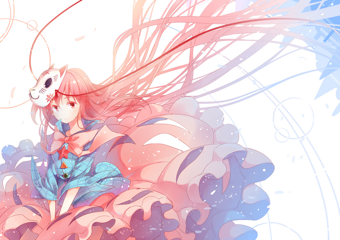 Anime girl with pink hair wearing a mask