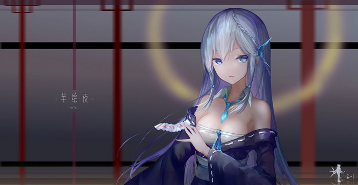 Anime girl with blue eyes and white hair