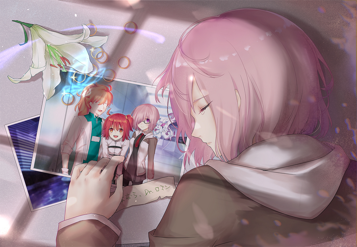 Girl holding photos with lily and rings