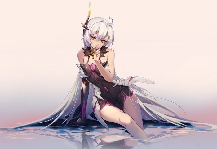 Kiana Kaslana in Elegant Dress by Water