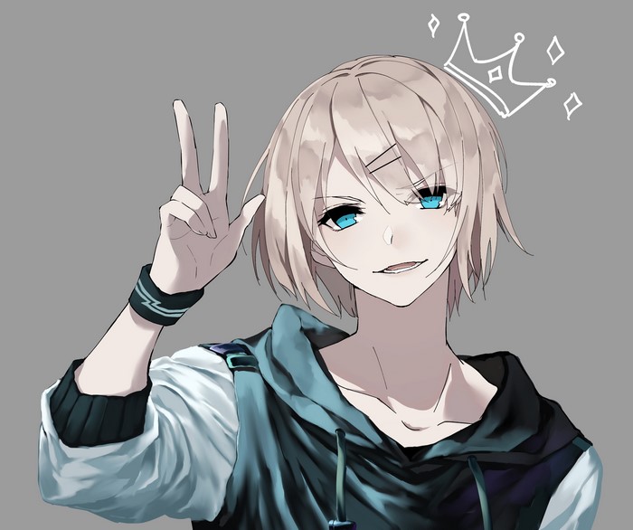Anime character with blue eyes and blonde hair