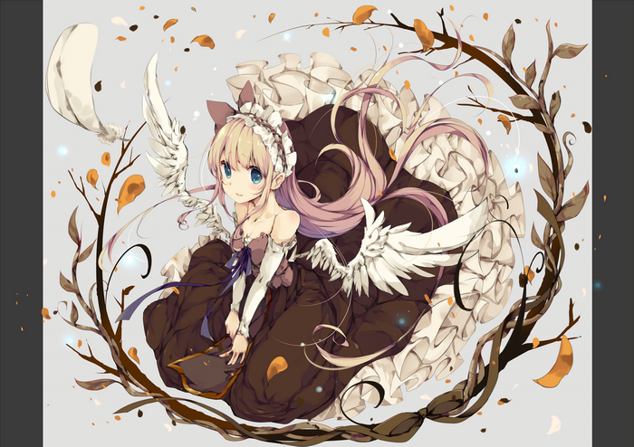 Anime girl with wings and brown dress