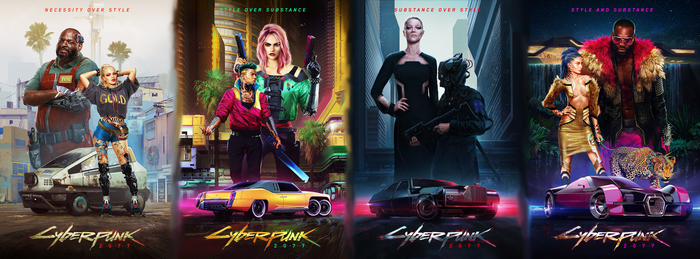 Cyberpunk 2077 characters and cars